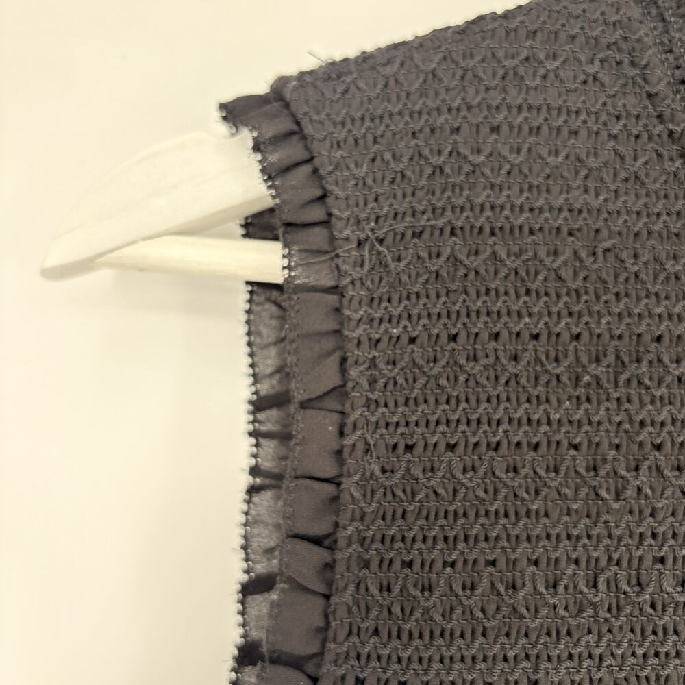 $495 Alice + Olivia Women's Black Velvet Smocked High Neck A-Line Dress Size 8 - Picture 7 of 12